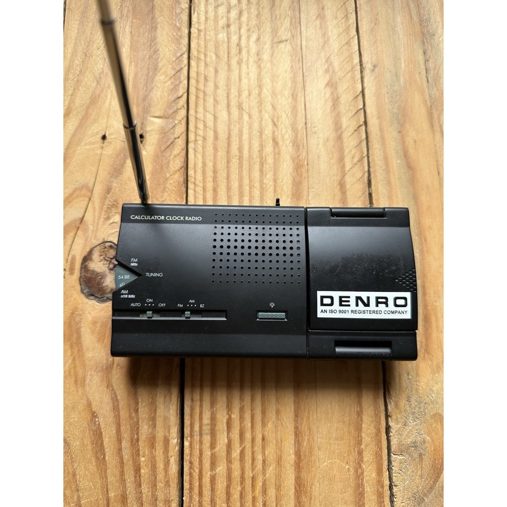 Vintage Denro Calculator Clock AM FM Radio Black Works